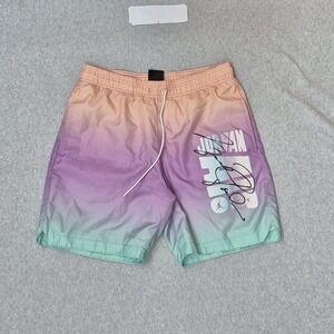 Jordan Men Shorts S Purple Swim‎ DNA Logo Spellout CZ4849-858 Trunks Drawstring